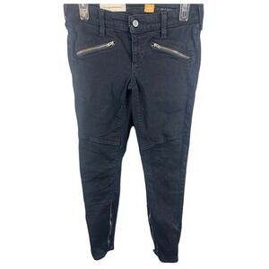 Pilcro Anthropologie Letterpress Moto Skinny Ankle Black Jeans Zippers Size 26‎